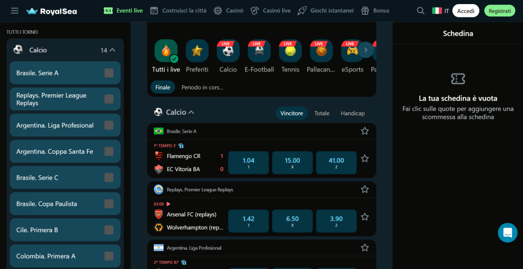 Royalsea Italy sport betting